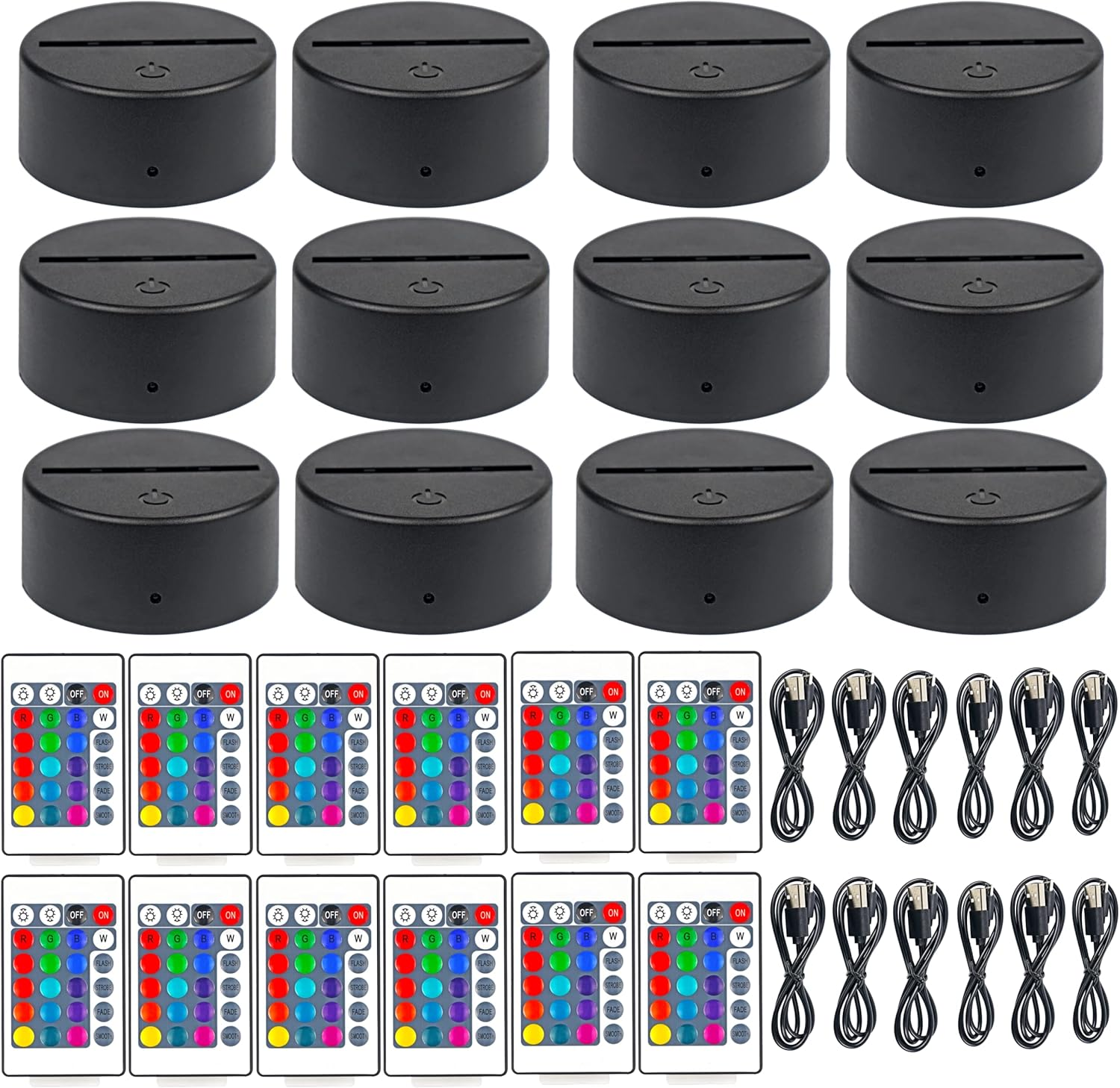 VANSIHO 16 Colors 3D LED Night Light Base Fit for DIY 3D Illusion Pattern on Acrylic Blanks for Kids/Boys/Girls,12 Sets 3D Night Lamp with Remote Control USB Cable(12Packs) image number 1