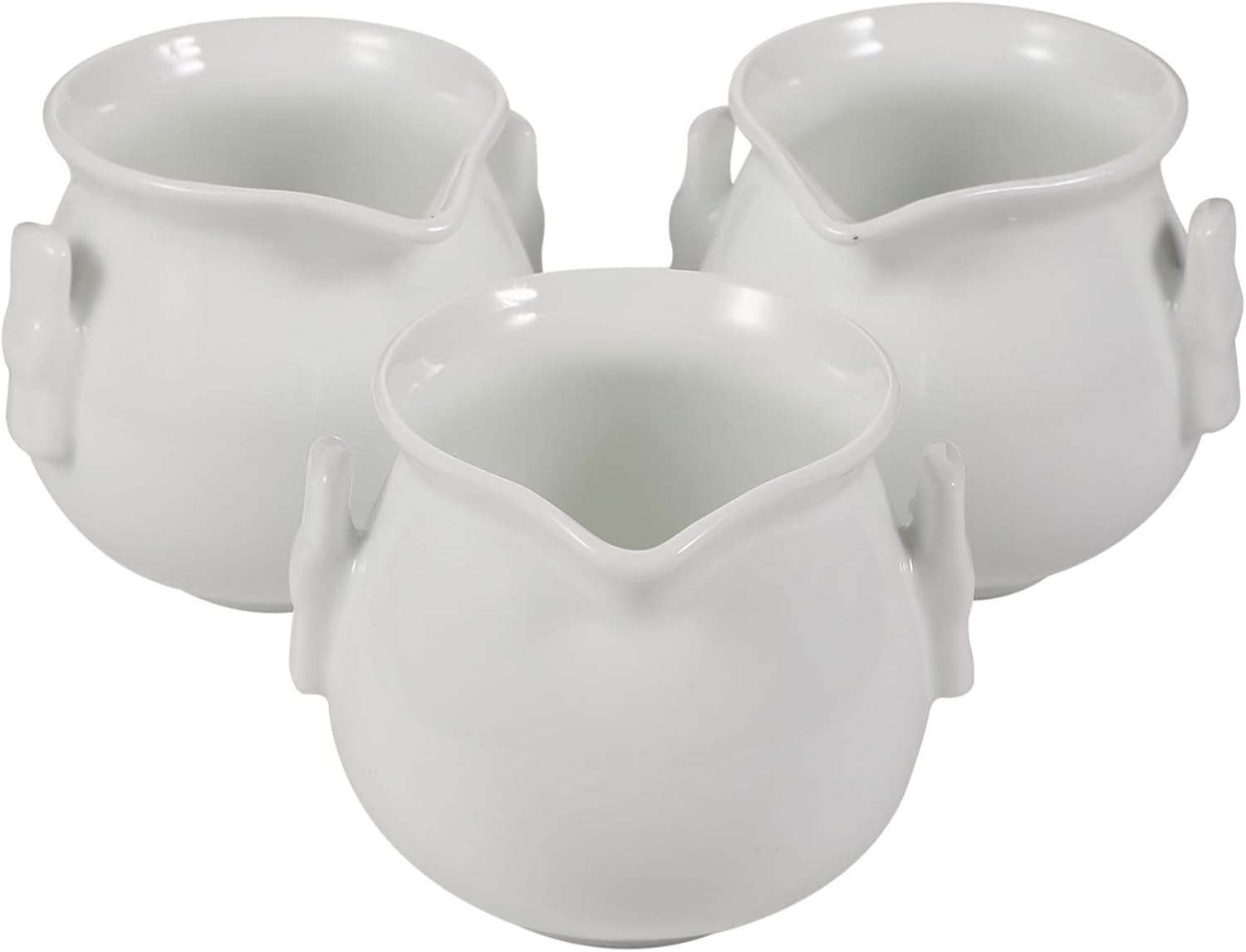 Kisangel 3Pcs White Ceramic Milk Frothing Pitchers Set &ndash; Creative Coffee Frothing Cups with Sauce Pourer for Espresso Machines, Milk Frother Accessories for Home and Caf&eacute; Use image number 6