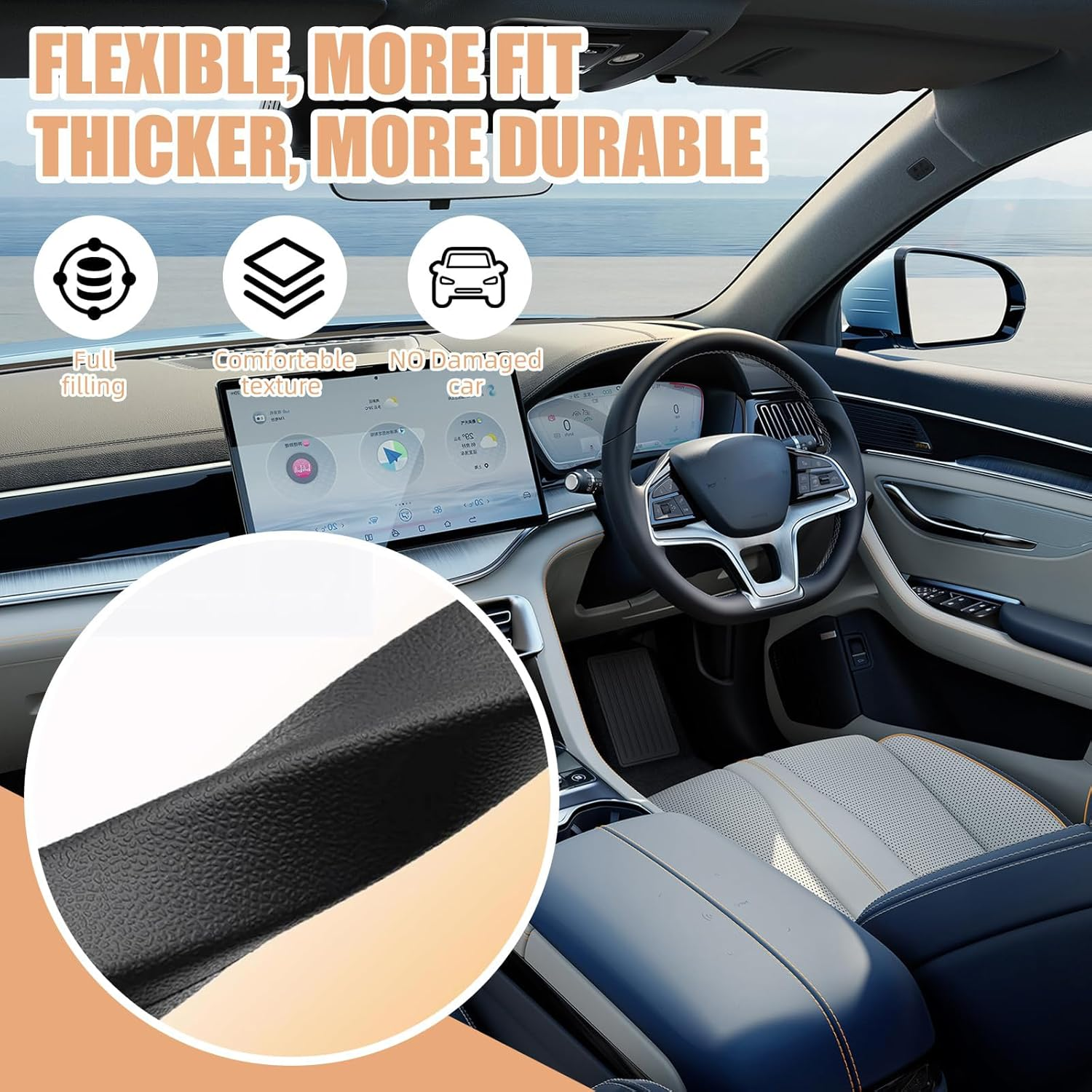 2Pcs Car Seat Gap Filler with Silicon Wipe Cover, 2025 Upgraded Car Seat Gap Organizer Storage Box,Fills the Gap between the Seat and Console, Suitable for Cars, SUV and Trucks,Beige