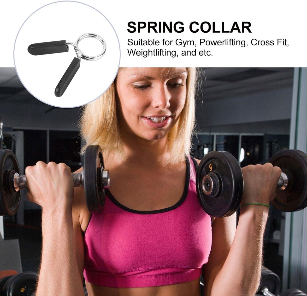 Homoyoyo Dumbbell Rod Clamp 4Pcs Steel Barbell Collars with Abs Handle Secure Spring Clips for Weightlifting Gym Accessories Fitness Training image number 4