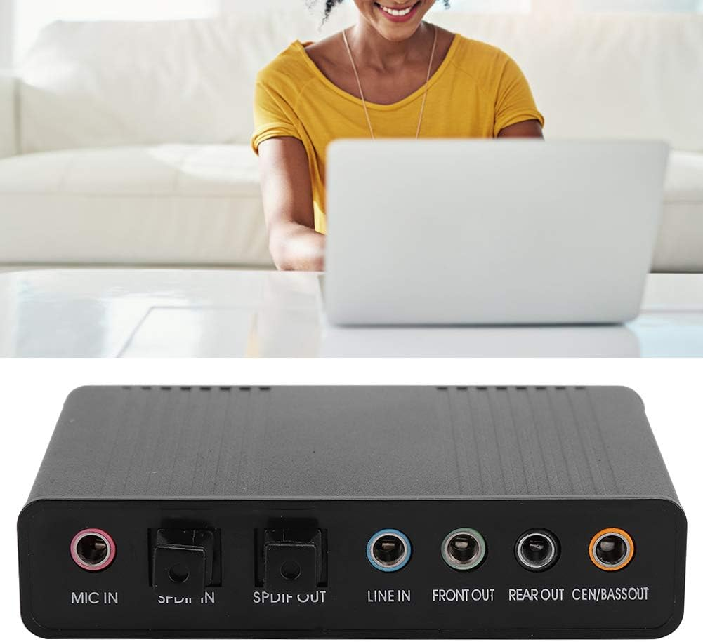 External Sound Card for Laptop, DM HD10 Aluminium Sound Card for Karaoke Recording, USB 5.1 Optical Sound Card. image number 1