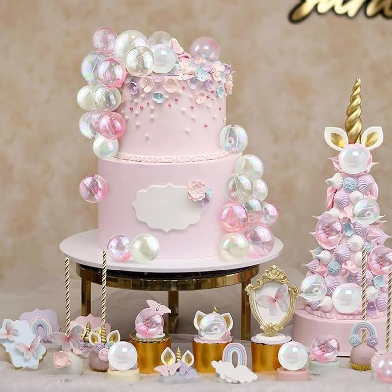 Mini Bubble Balls Cake Topper, 32Pcs Plastic Ball Cake Toppers Mini Balloon Pearl Balls Cake Insert Cupcake Toppers,Mini Bubble Balls Cake Topper,Bubble Balls Cake Toppers Mini Balloon Cake Toppers image number 4