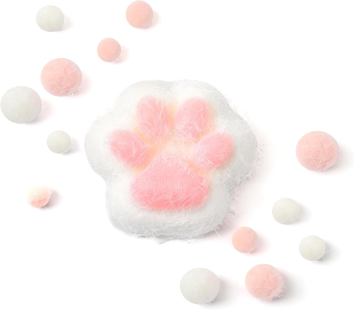 Taba Squishy Cat Paw Squeeze Toys for Kids, Kawaii Squishy Fidget Toys, Cute Things for Teen Girls and Boys, Cat Themed Teenage Girl Gifts Trendy Stuff (White Plush Cat Paws)