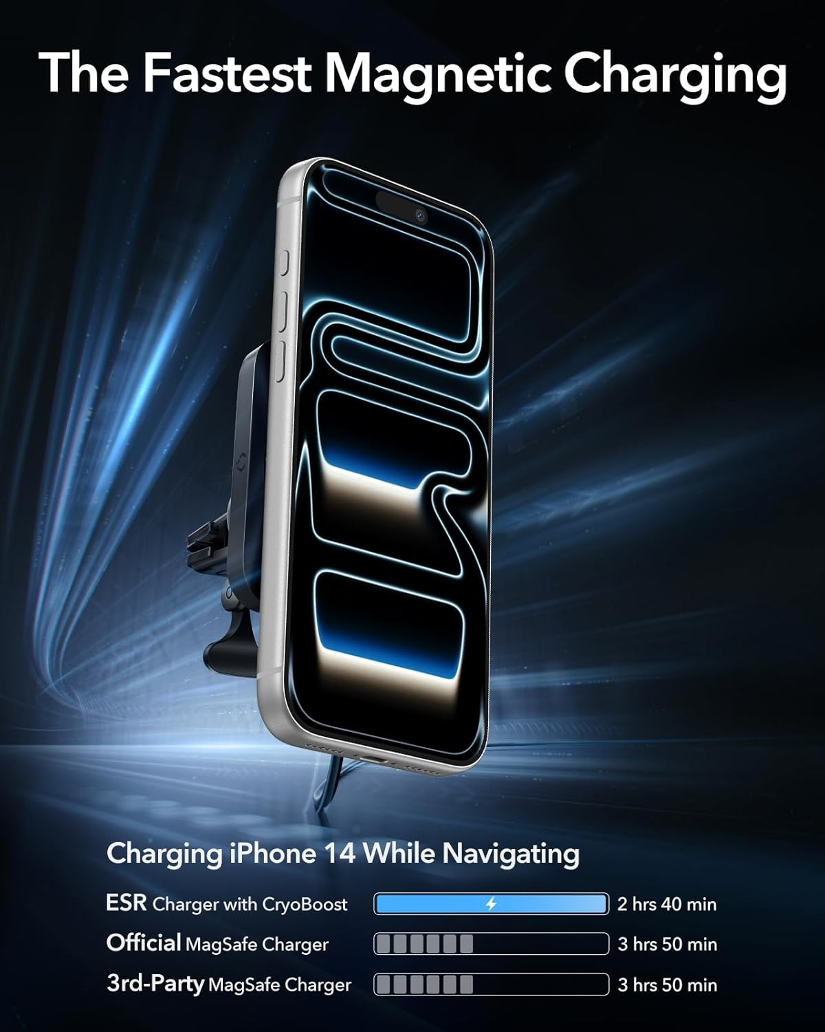 ESR for Magsafe Car Mount Charger with Cryoboost, Phone Cooling Magsafe Car Charger, Magnetic Wireless Car Charger, Air Vent/Dashboard Car Phone Holder for Iphone 17/16/15/14/13, S25, Fast Charging image number 4