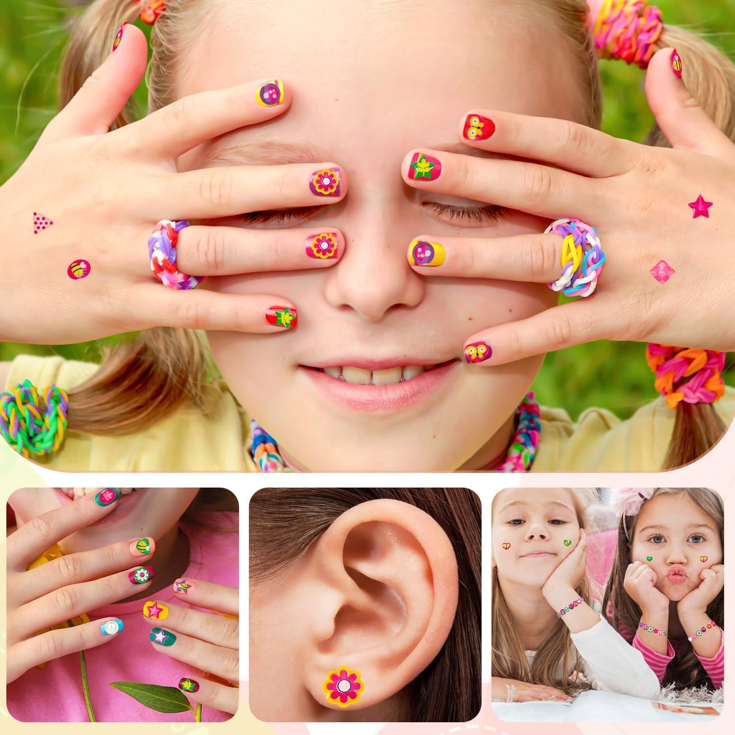 240PCS Sticker Earrings for Girls, Self Adhesive Glitter Craft Crystal Stickers， 3D Gems Girls Sticker Earrings image number 2