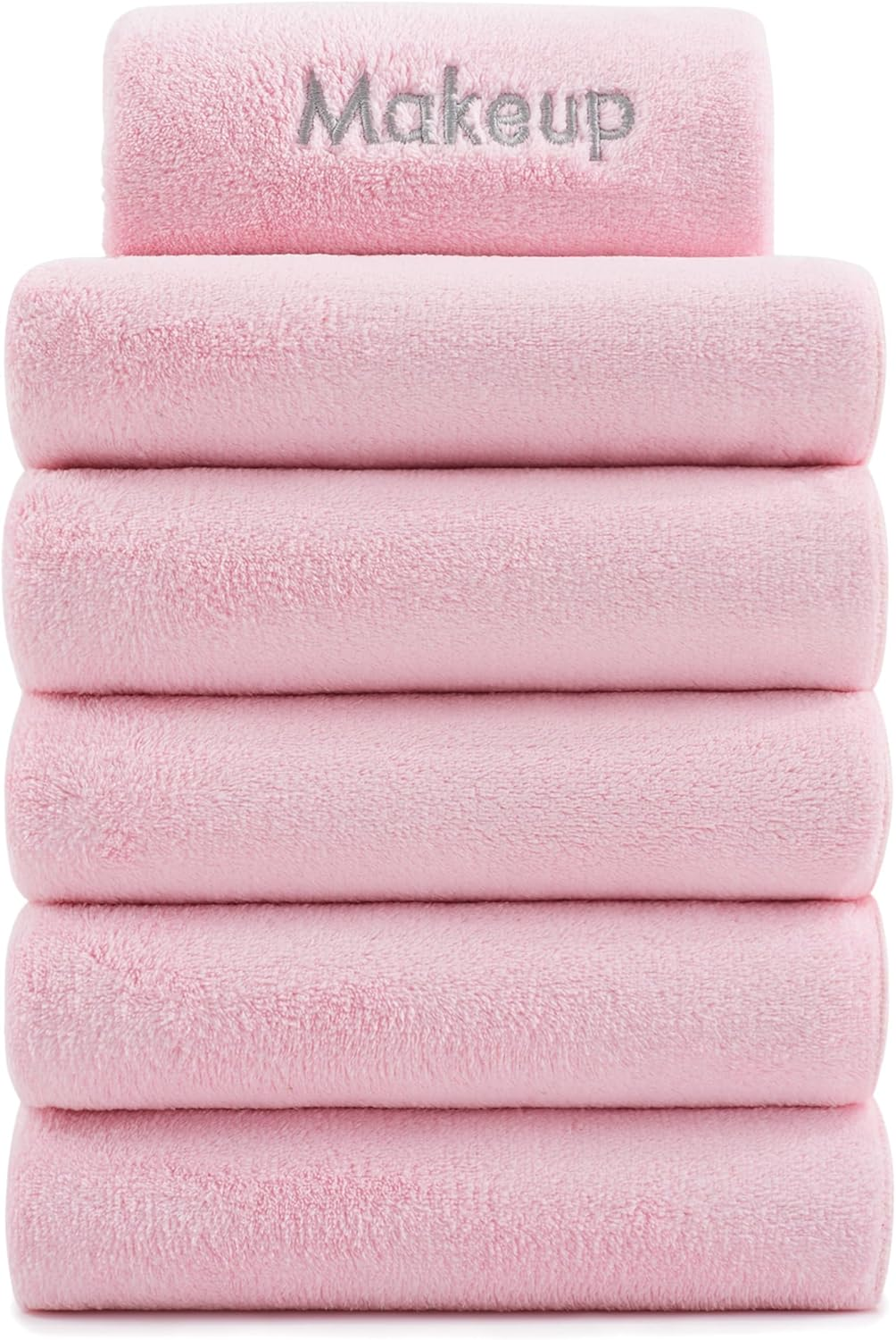 Arkwright Makeup Remover Wash Cloth - Pack of 6 - Ultra Soft & Gentle Microfiber Coral Fleece Small Fingertip Towels, Decorative Powder Room & Guest Bathroom Essentials for Hosts, 11 X 17 In, Pink