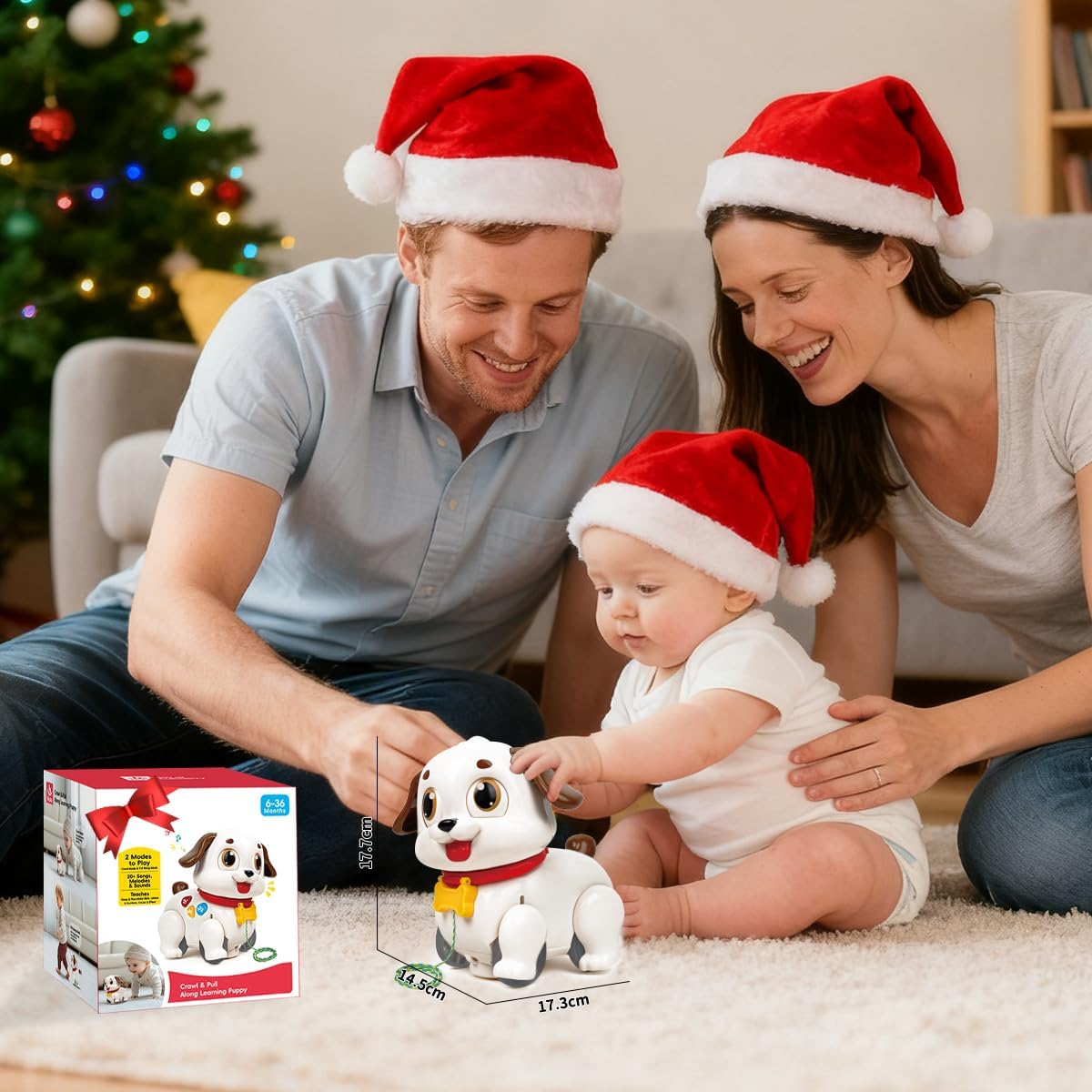 Kaekid Baby Toys 6-12 Months Musical Dancing Puppy Tummy Time Toy, Crawling and Pull along Modes, Montessori Learning Toys, Christmas Birthday Gifts for Boys Girls 6-12-18 Months