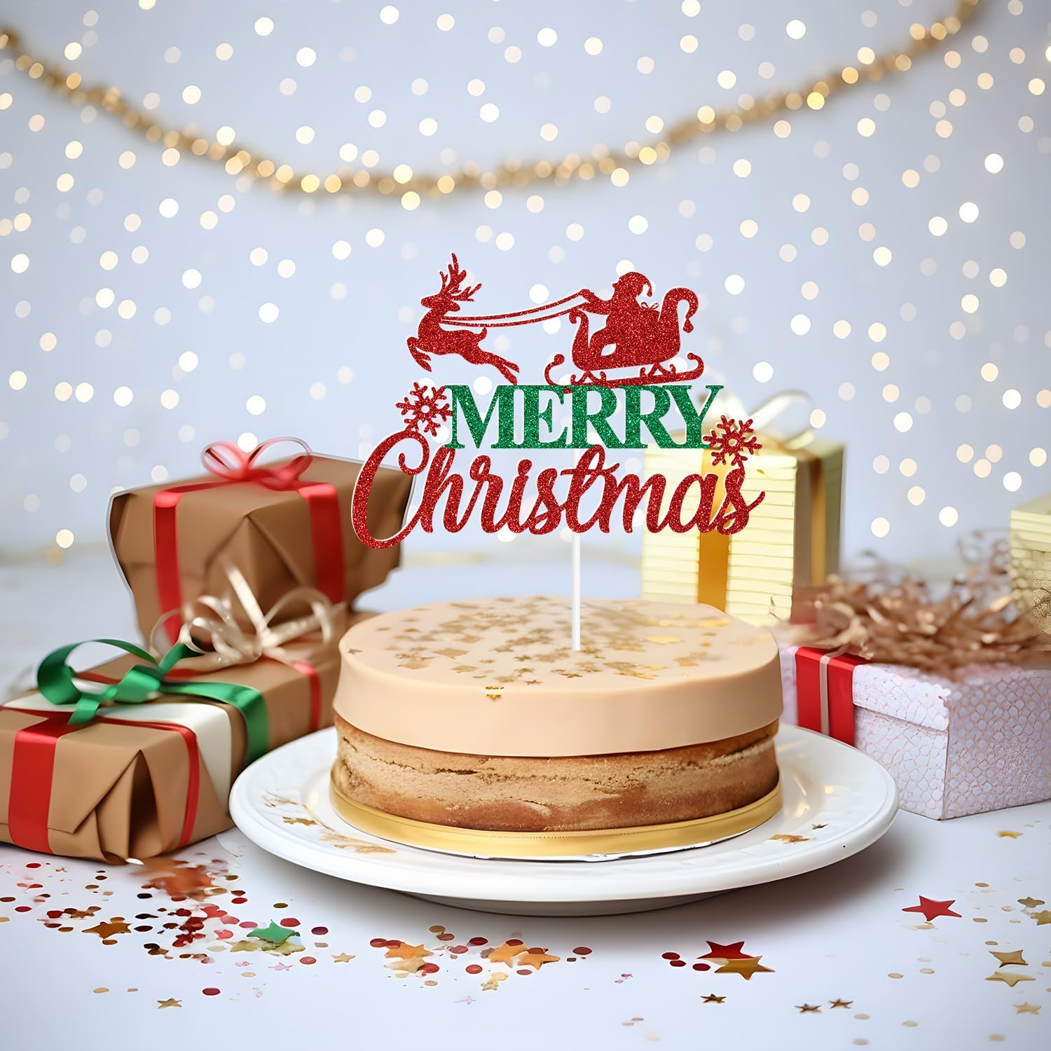 Merry Christmas Cake Topper, Be Merry, Happy New Year, Happy Holiday, Xmas/New Year Eve Party Decorations Supplies image number 4