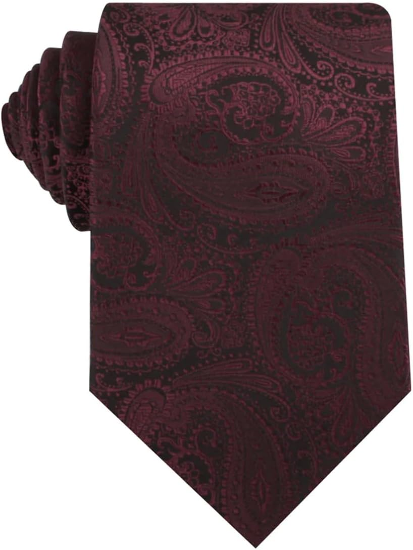 OTAA Mahogany Red Paisley Necktie Casual Ties for Men - Perfect Neck Tie for Groomsmen Wedding Ties or Formal Occasions - Ideal Gifts for Him image number 2