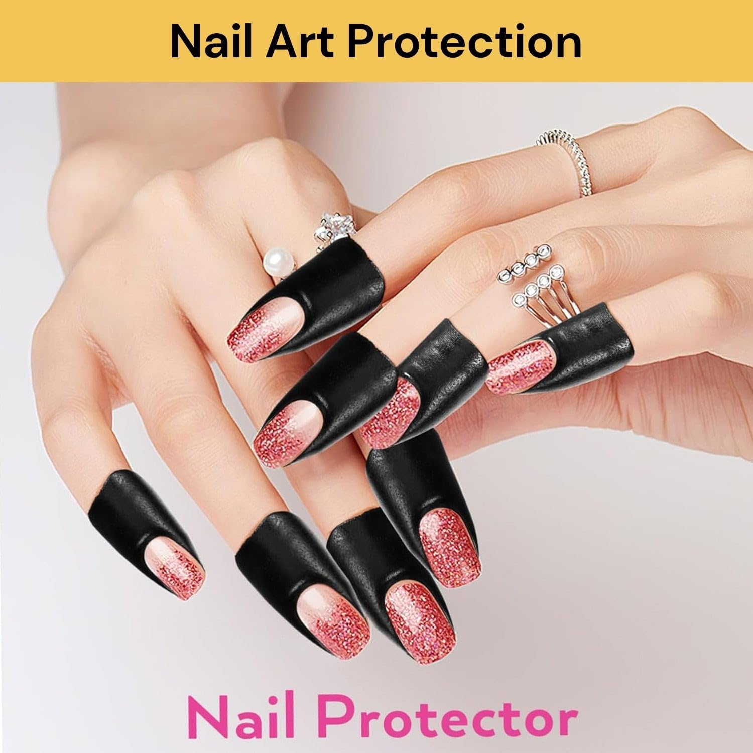 EZONEDEAL Peel off Nail Stickers Tape Spill-Proof Stickers Nail Guards Nail Polish Protector for Nails Painting Decoration Nails Protector DIY (Orange 10PCS / 1Sheet) image number 1