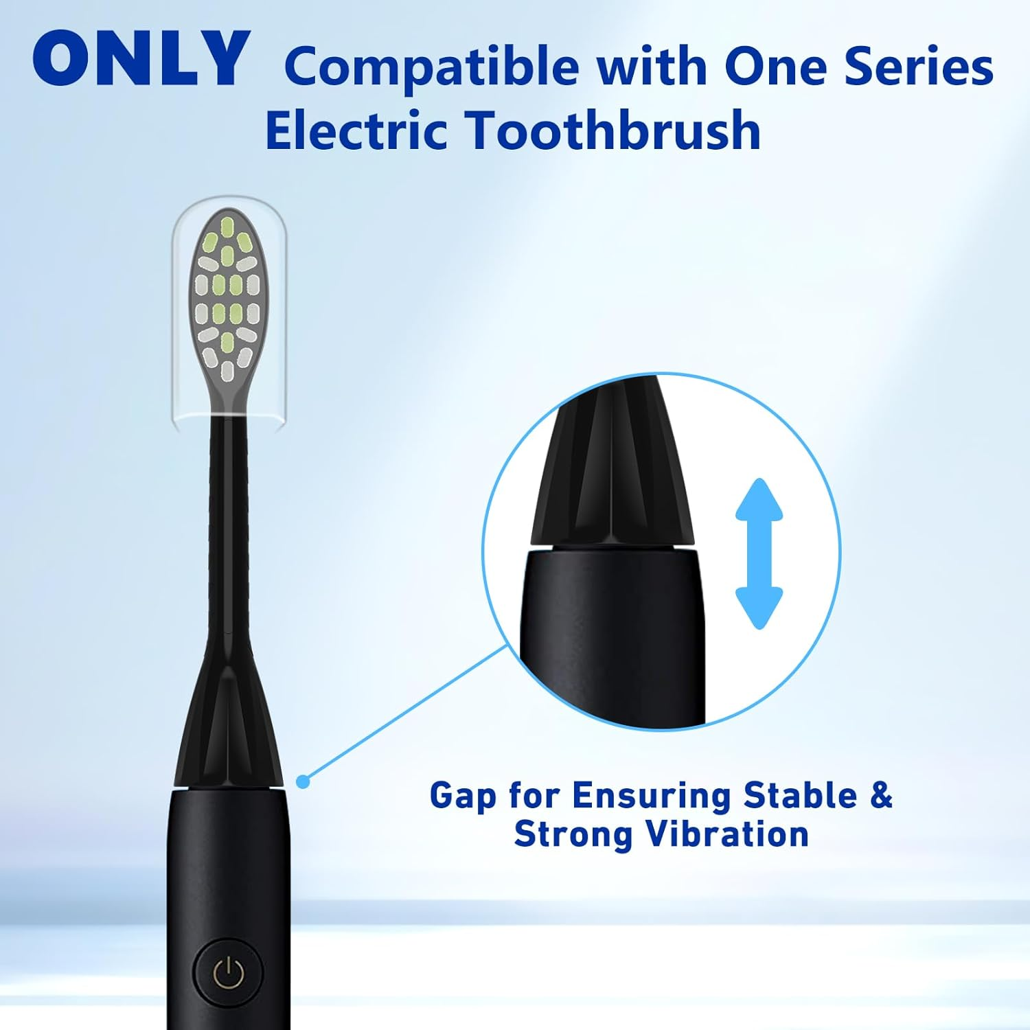 Compatible with Philips One Series Sonicare Electric Toothbrush Replacement Brush Heads,For Philips One HY1100 HY1200 BD100/AZ Series Electric Toothbrush,10 Pack (Shadow Black, Medium) - Mint Light Blue image number 2