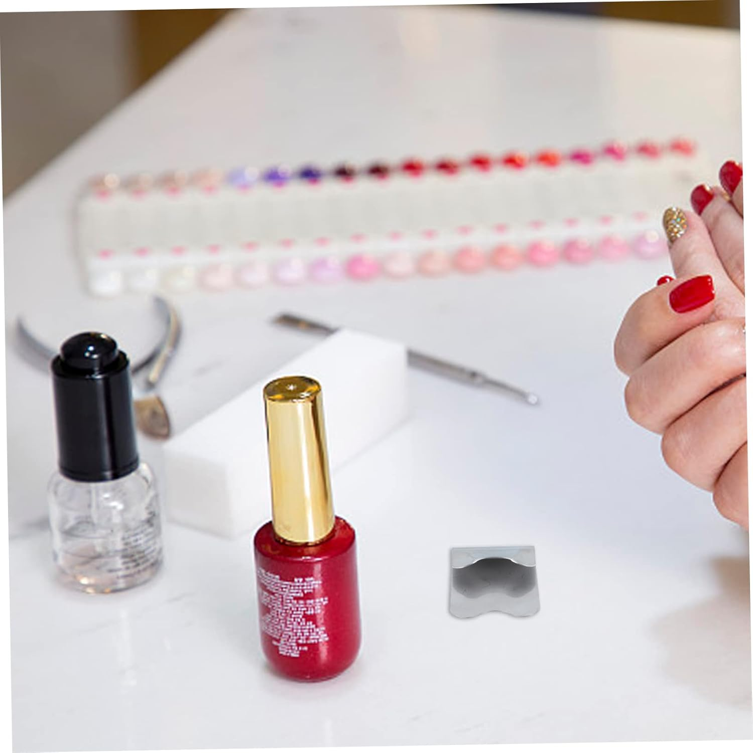 OFFIGAM 2Pcs Professional Nail Art Tools Square Stainless Steel Nail Templates Manicure Templates Art Plate Module for Women image number 6