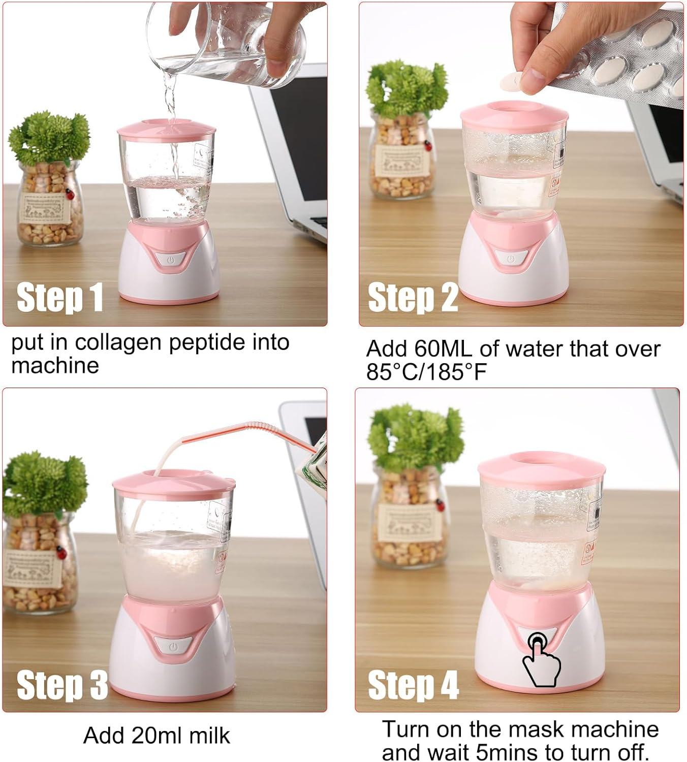 Beaufairy Face Mask Maker, Mini Facial Mask Machine, Fruit Vegetable Home Automatic DIY Skin Food Sheet Cream Mask SPA Care, Beauty Machine for Facial/Eye, with Mask Molds, 001 image number 6