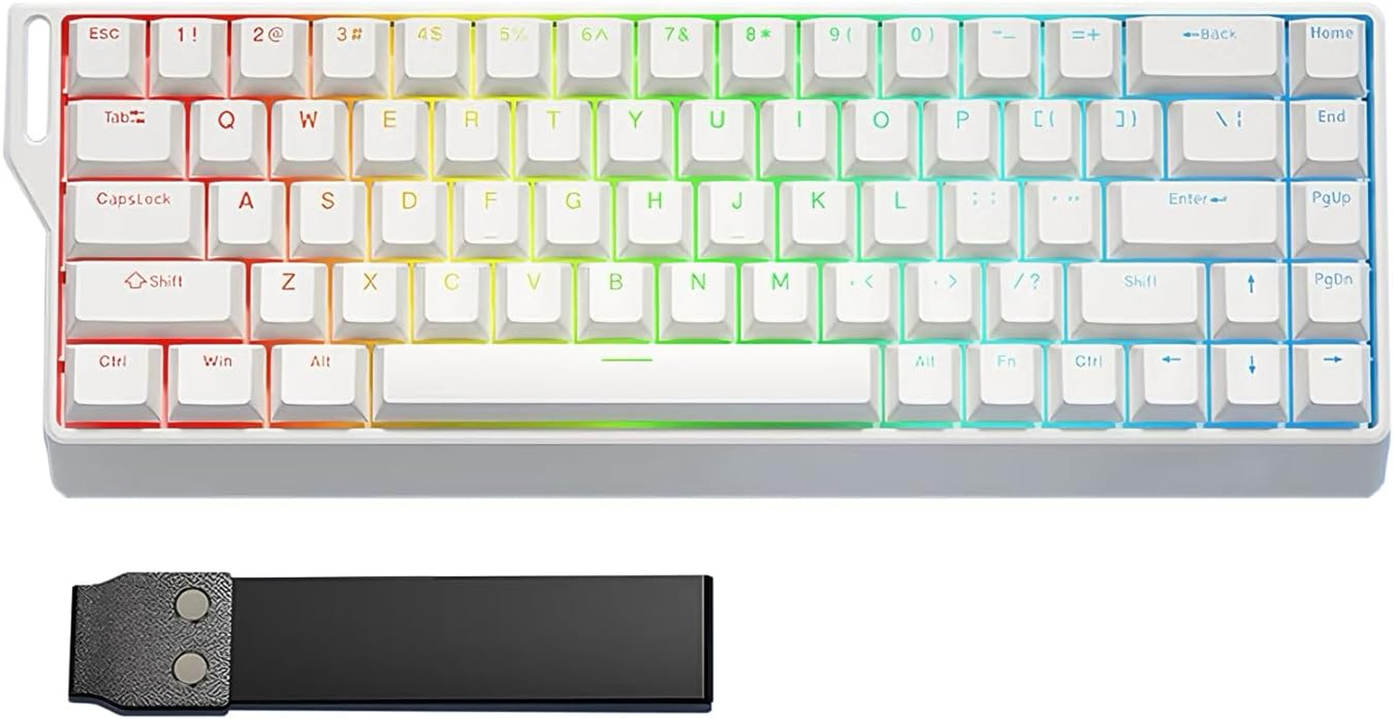 60% Wireless Mechanical Keyboard, MACHNIVO K15 68 Keys PC Gaming Keyboard, 2.4Ghz/Bluetooth/Usb-C, RGB Hot Swappable Side Printed Keyboard Compatible with Windows/Mac (Linear Ivory Switch, Black)