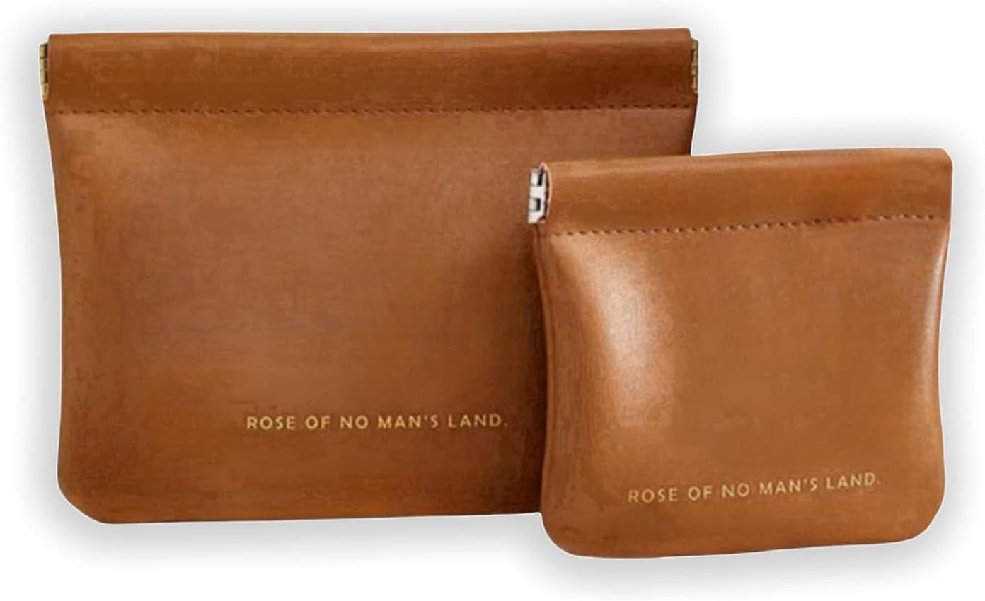 2 PCS Makeup Bag for Women, PU Leather Travel Cosmetic Pouch with Zipper, Waterproof and Durable, Perfect for Purse, Travel, or Gifting (Brown) image number 1