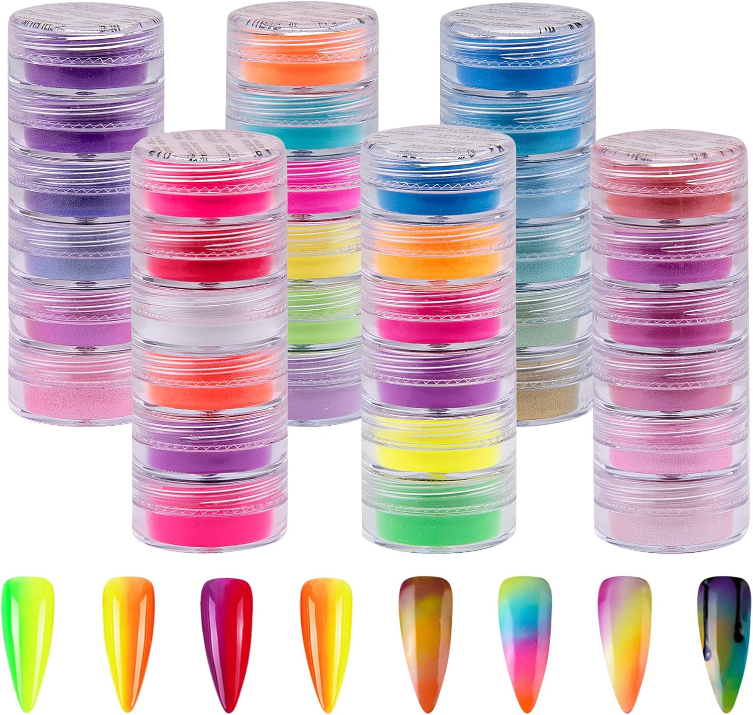 Duufin 36 Colors Nail Pigment Powder Colorful Luminous Iridescent Glitter Pearlescent High-Gloss Halo Powder Pigments for Nail Art, Body and Crafts image number 3