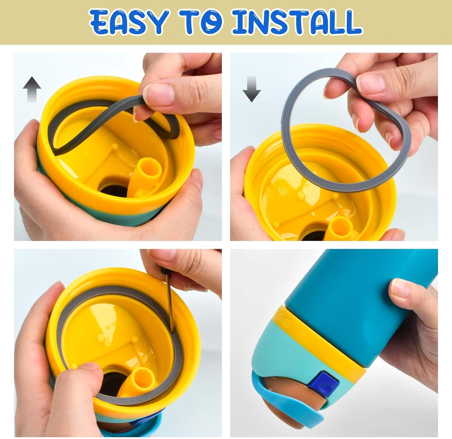 Sankoly 4 Pack Rubber Seal Replacement Compatible with Owala Freesip Water Bottle Top Lid Gasket Water Bottle Replacement Lid Accessories Compatible with Owala Freesip Water Bottle 19/24/25/2/40Oz image number 4