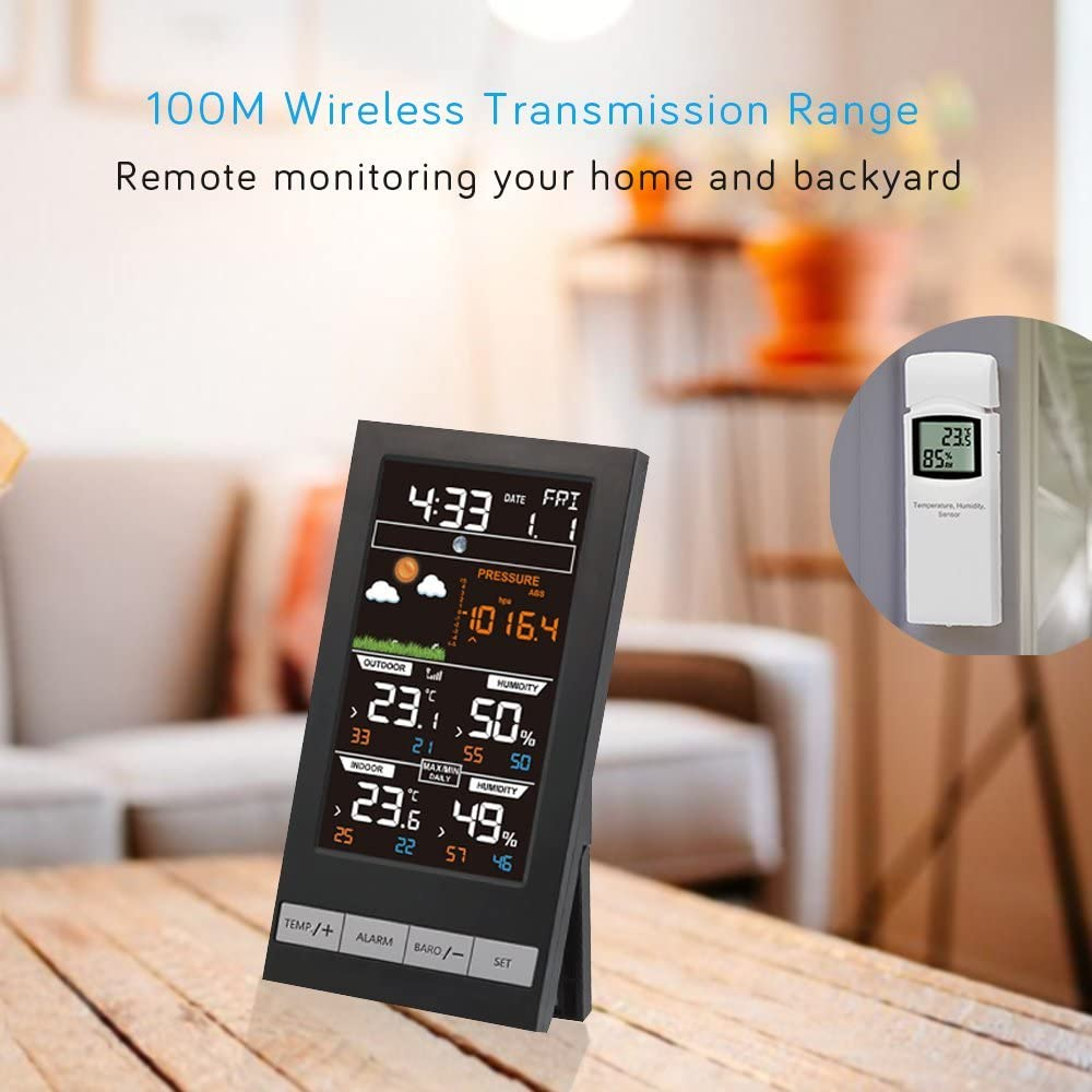 ECOWITT Wireless LCD Colour Weather Station WN2810, Thermometer&Hygrometer, Temperature and Humidity, Barometric Pressure, Moon Phase, Weather Forecast, Alarm Clock Snooze, 433 Mhz image number 4