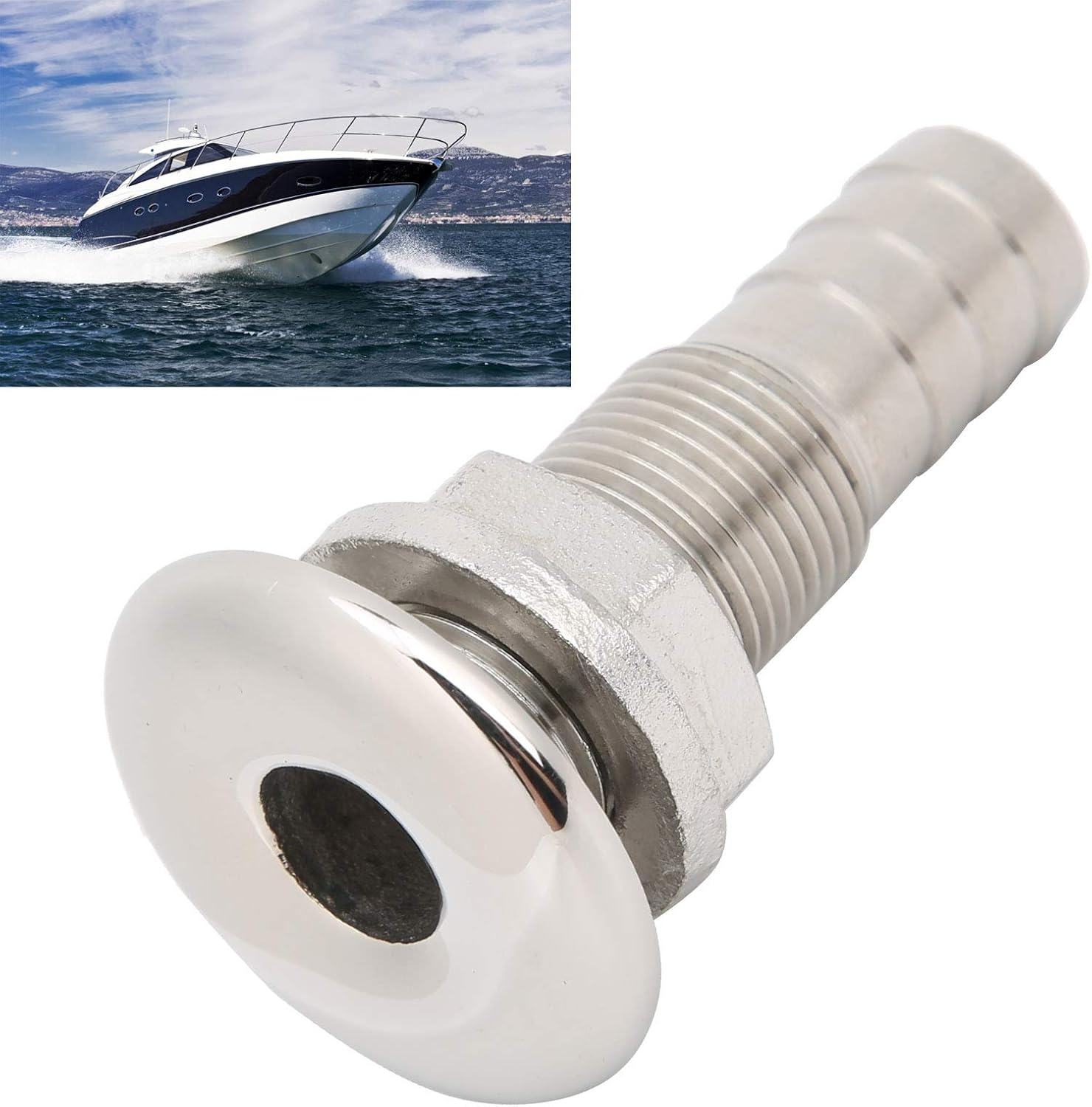 Boat Drain Vent, Yacht Water Outlet Port Stainless Steel Outdoor Boat Bilge Body Bottom Drain Vent Accessory Joint Water Drainage Fittings Plug Thru Hull Connector Plumbing (MJS022 3 8〃) image number 5