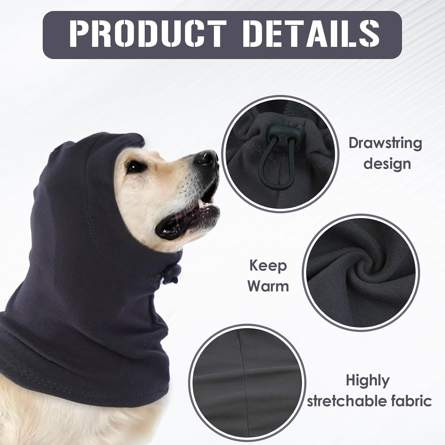 Dog Calming Hoodie - Elastic Breathable Dog Ear Care Snood with Adjustable Drawstring for Small Medium Large Dogs, Protects Ears from Infections, Prevents Anxiety & Ear Medication Loss image number 1