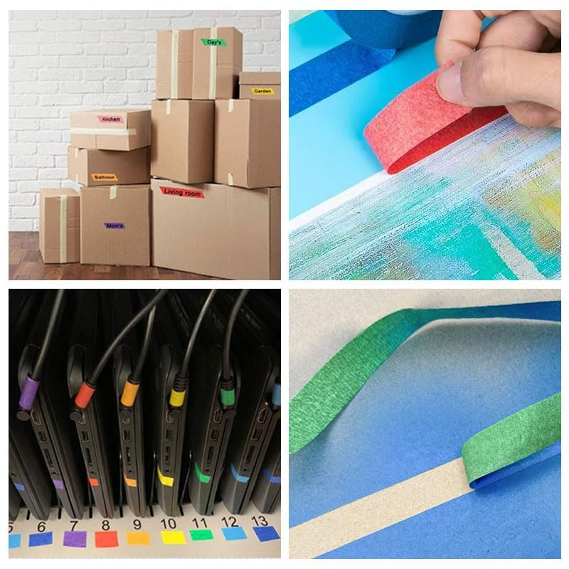 2 PCS Green Masking Tape, Painters Tape for Indoor & Outdoor Painting, Suitable for Decorating, DIY, Art, 10Mm*50M image number 3