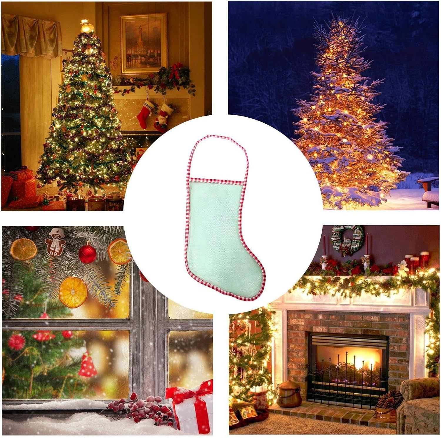 Mesh Christmas Stocking Bags | Mesh Winter Festival Stockings - Long Winter Festival Shampoo Bar Storage Pouches Tree Ornament image number 4