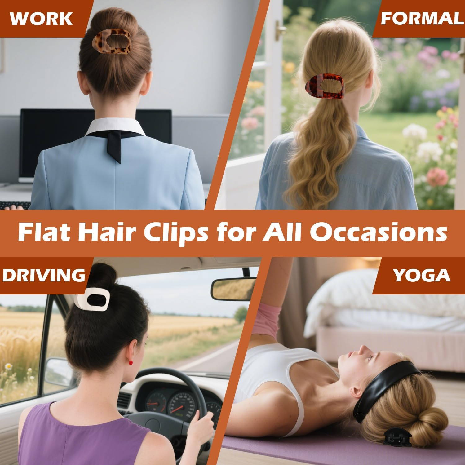 ARWIG 4 Pcs Flat Hair Claw Clips | Curved Womens Hair Clips | Lay Flat Hair Clip | Hair Accessories for Women | Flat Claw Clips for Thick Hair (Colour 1) image number 1