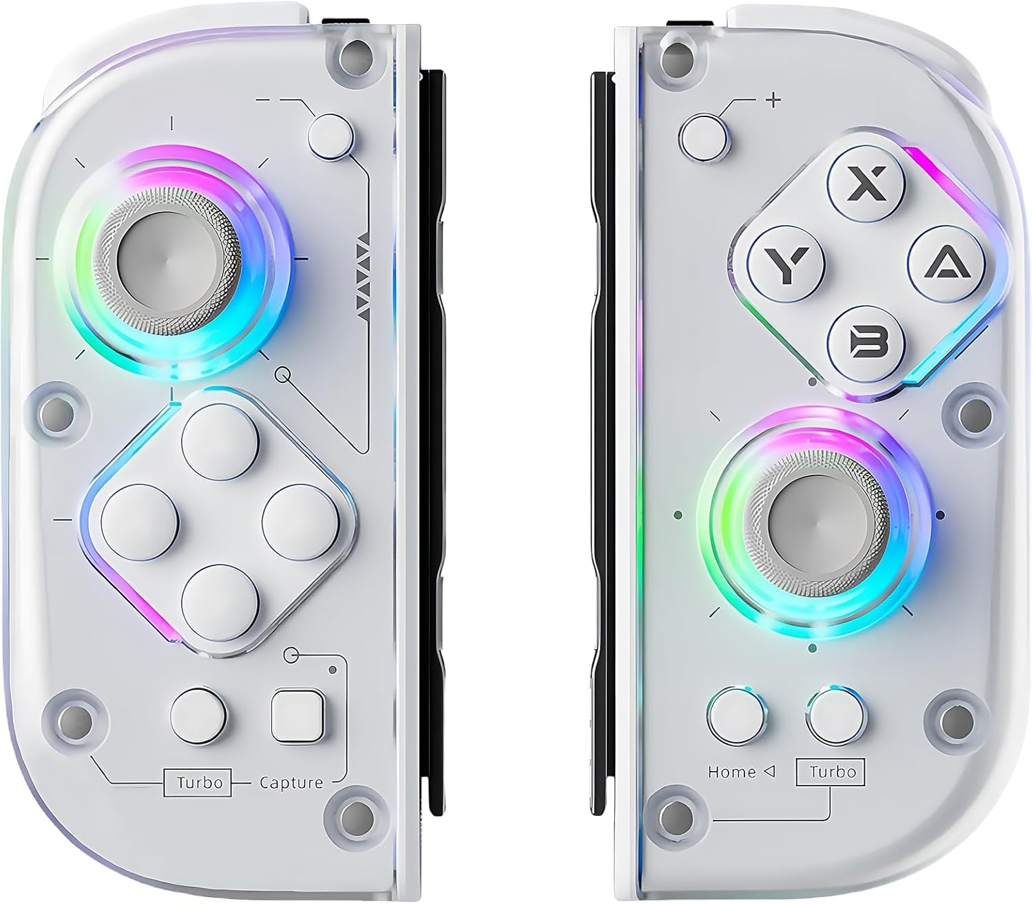 Smanettew Controllers Compatible with Nintendo Switch, Wireless L & R Controllers with Charging Grip, Featuring RGB Lighting, Hall Effect Joysticks, Turbo, Macro Programming, Vibration & 6-Axis Gyro