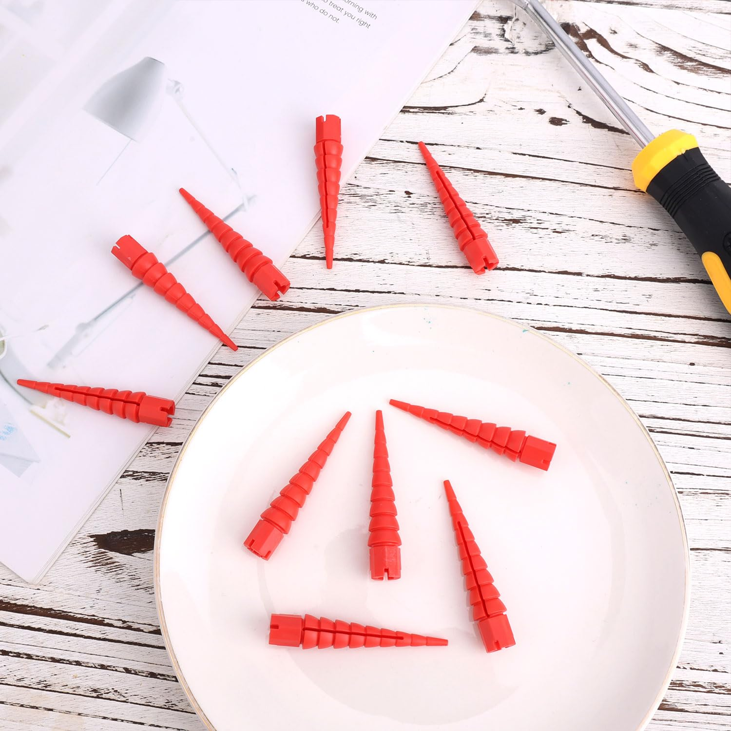 10Pcs Wood Anchors for Screws, Plastic Wood Anchor Stripped Screw Hole Repair Fixing Stripped Screw Holes for #2 to #16 Wood Screws Holes from Stripped to Gripped (Red) image number 5