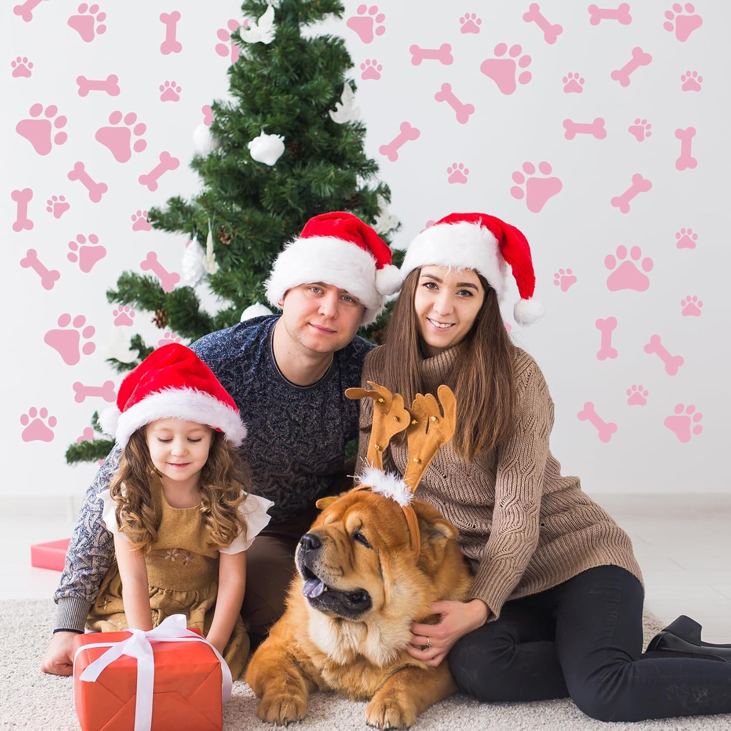 76 PCS Dog Paw Print Stickers Dog Paw Stickers Dog Bones Wall Decals Decals Peel and Stick, Removable Vinyl Animal Footprint Mural for Boys Girls Bedroom Decor Nursery Wall Decor image number 1