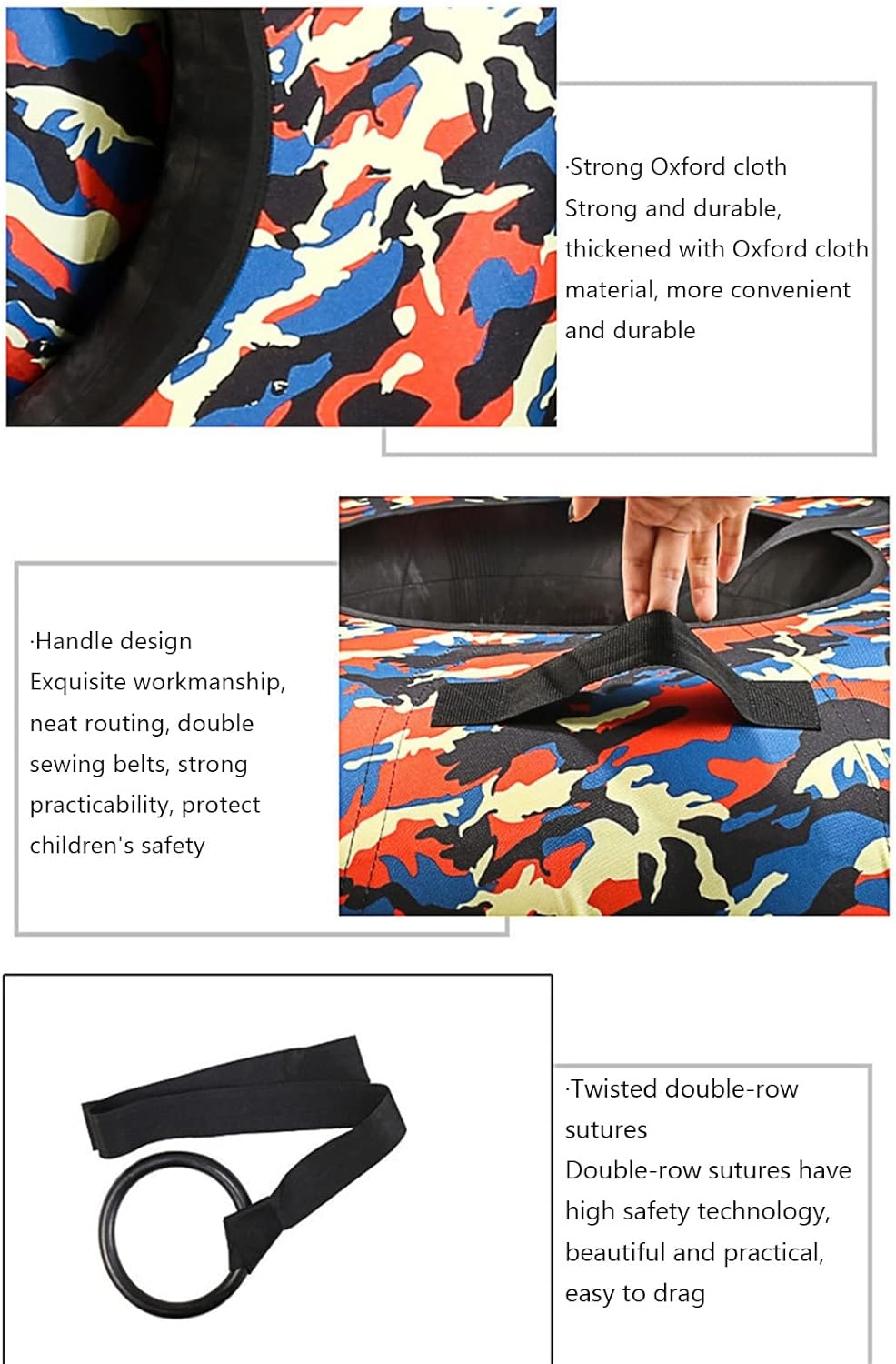 Snow Tubes for Sledding Heavy Duty Towable Snow Tube Sled with a Hard Plastic Bottom Towable High Speed Snow Sled for Children Adults (Color : G) - C image number 6