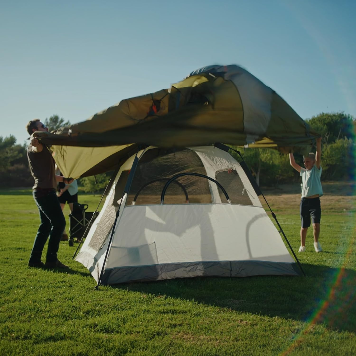 Night Cat Cabin Tent with Vestibule: 3 Persons Pop up Camping Tent Double Layers Easy Quick Setup Waterproof image number 2