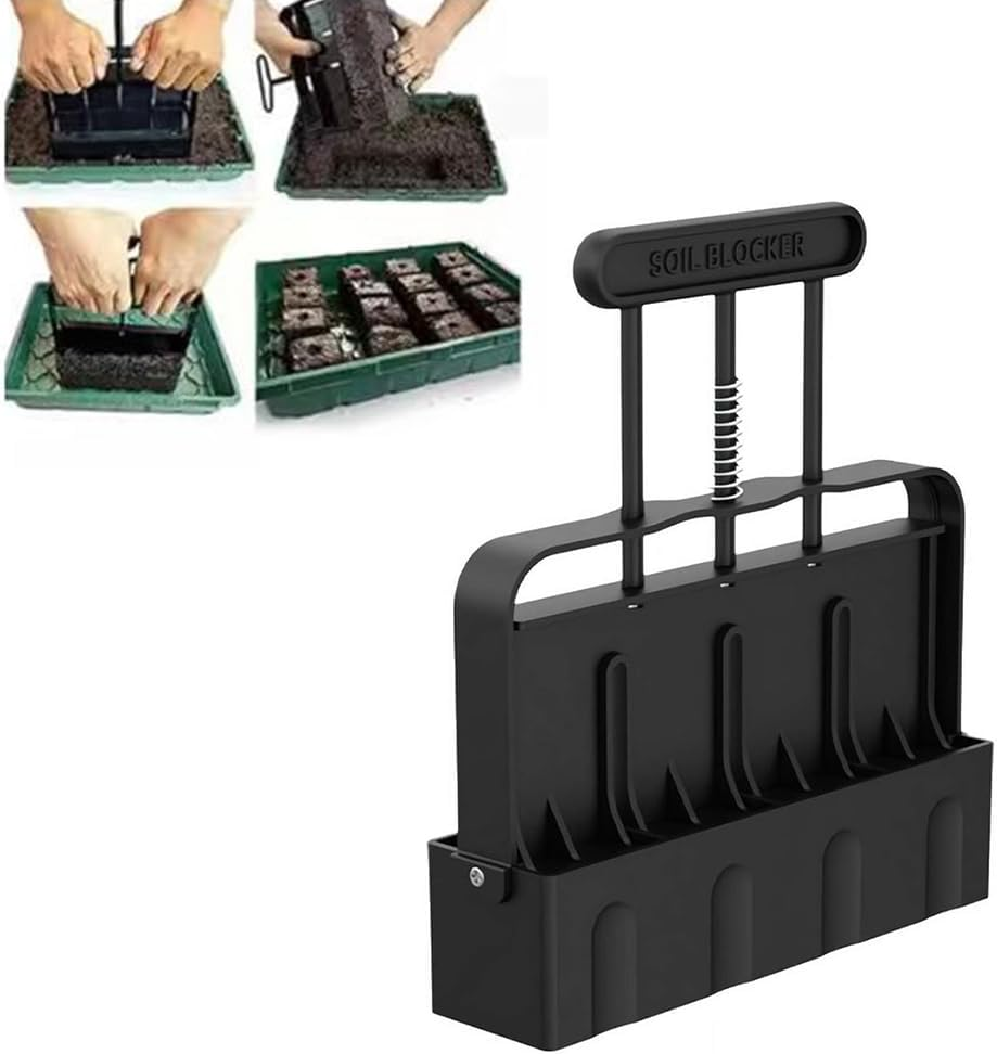 Soil Blocker Tool for Seed Starting &ndash; Soil Block Maker with Comfortable Handle &ndash; Handheld Blocking Tool for Germination, Transplanting, Garden & Greenhouse Use