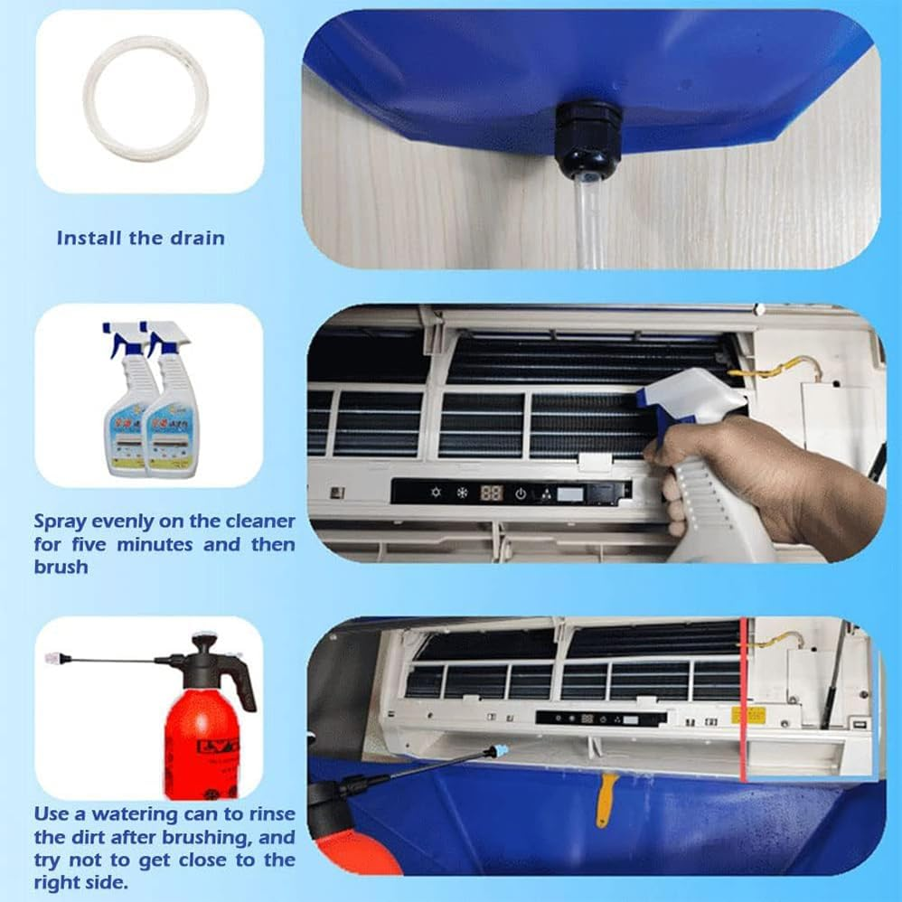 Air Conditioner Cleaning Kit Suitable for Use with All 1-1.5P Hanging Air Conditioners on the Market .Waterproof Split Cleaning Bag, with Drain Outlet Pipe,No Watering Can. image number 1
