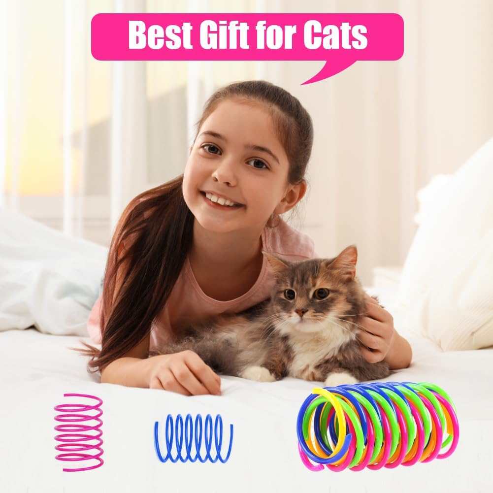 Vsshe Spiral Cat Toy, Pack of 24 Plastic Spiral Springs, Bpa-Free Cat Toy, Spiral Cat Toy, Colourful Novelty Pets Toy, Spring Spiral for Cats image number 3