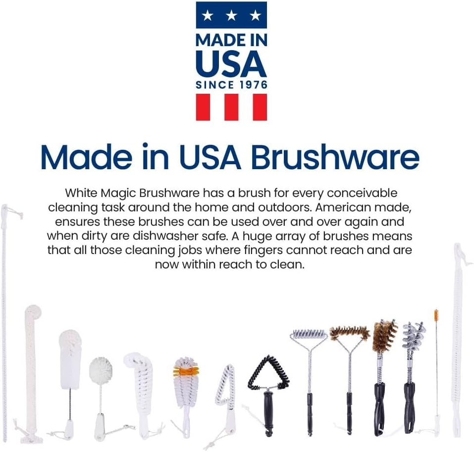 White Magic Small Brass Spiral Barbecue Brush &ndash; Made in USA, Dual-Bristle Design, Durable Brass Bristles, Scratch-Free for Enamel & Porcelain Grills, 30Cm image number 5