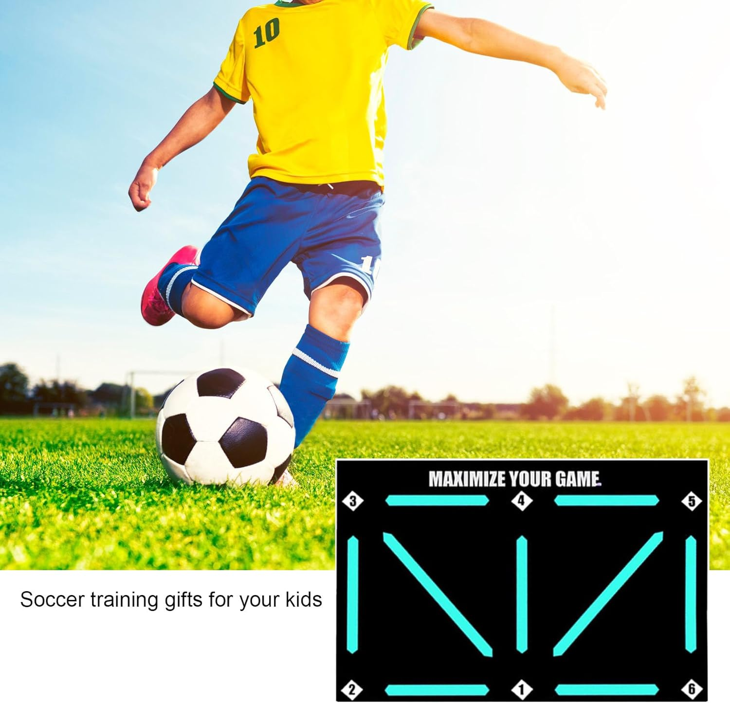 Football Training Mat，Non-Slip Shock Dribble Silent Soccer Sports Mat，Football Footstep Training Mat，Step Training for Beginners and Reinforcement Trainers（90 * 60CM） image number 5