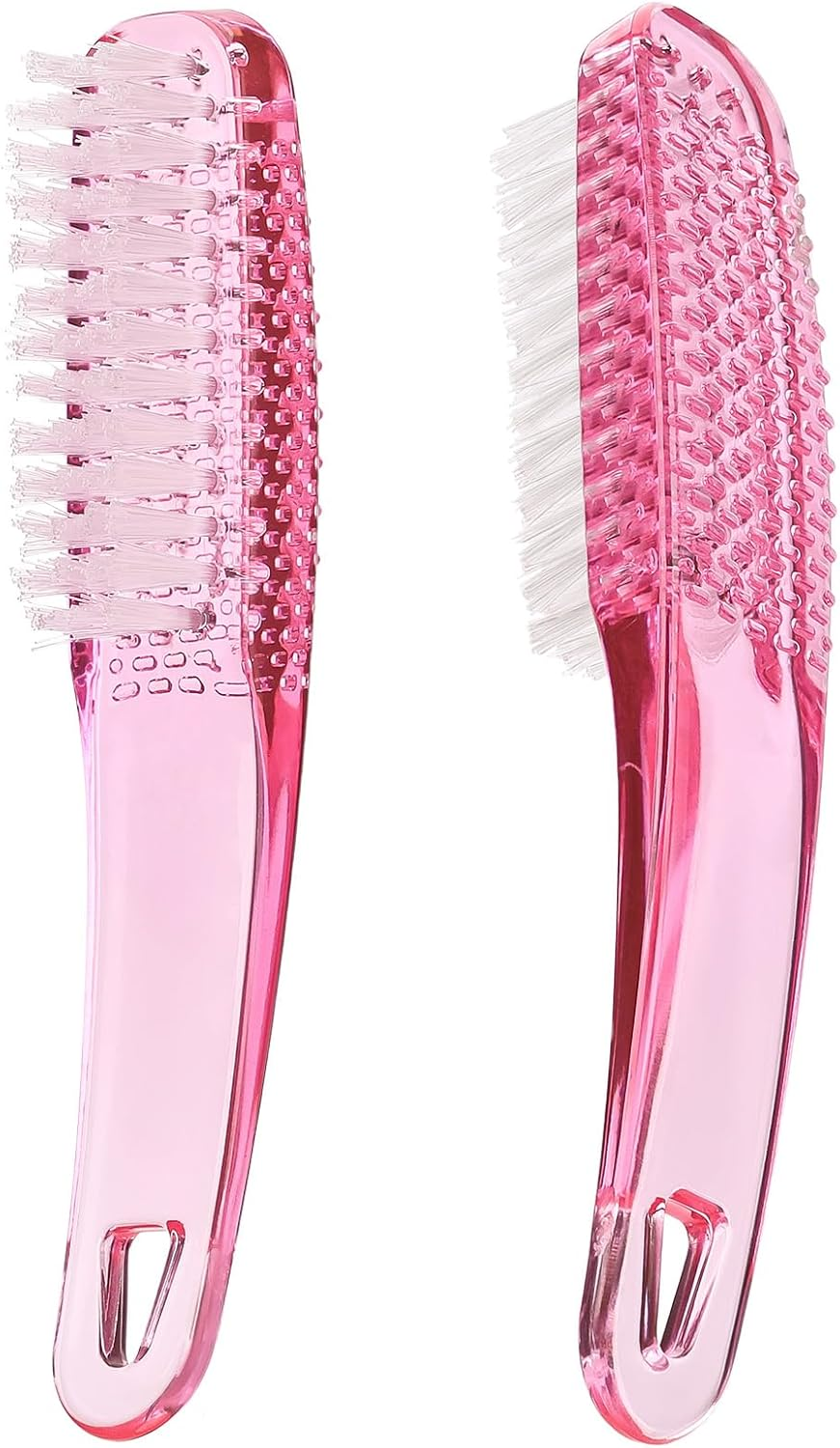 2 Pcs Handle Grip Nail Brushes for Cleaning, Long Handle Fingernail Cleaner, Hand Nail Toes Cleaning and Scrubbing Brushes, Pedicure Nail Scrubber Non-Slip for Men and Women, Hot Pink image number 3