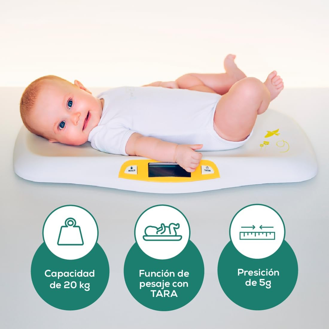 Beurer BY80 Baby Scale | Digital Baby Weighing Scale with Large LCD Screen | Curved Platform for Comfort and Safety | Tare and Hold Functions for Easy Weighing | 20Kg Load Capacity | Easy Wipe-Clean image number 3