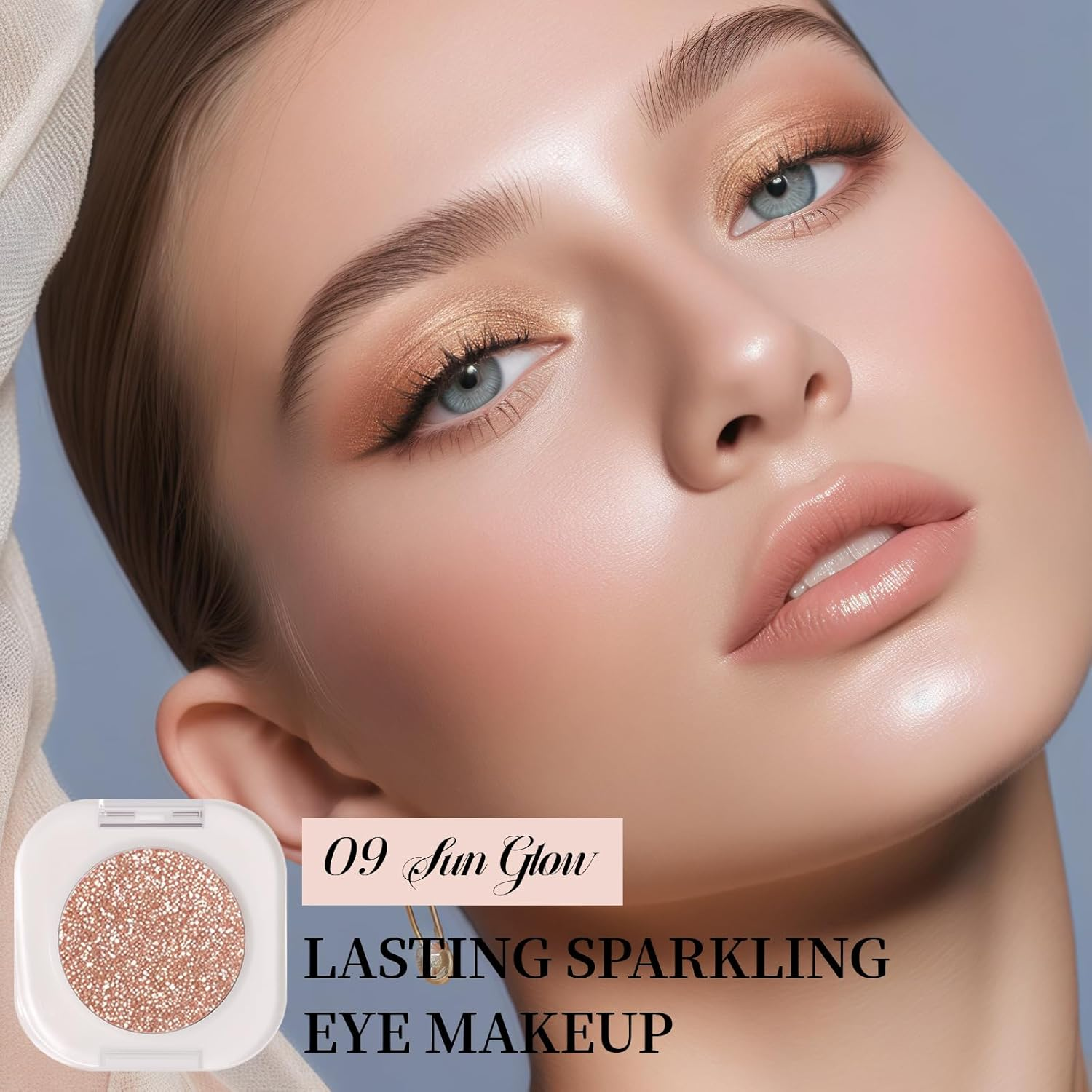 DAGEDA Single Shimmer Eyeshadow,Smooth,High-Pigment Eye Shadow, Sparkly Glitter Eyeshadow Makeup,Long Wear Shimmer Finish Sparkly Eye Makeup(Sun Glow) - Sun Glow image number 6