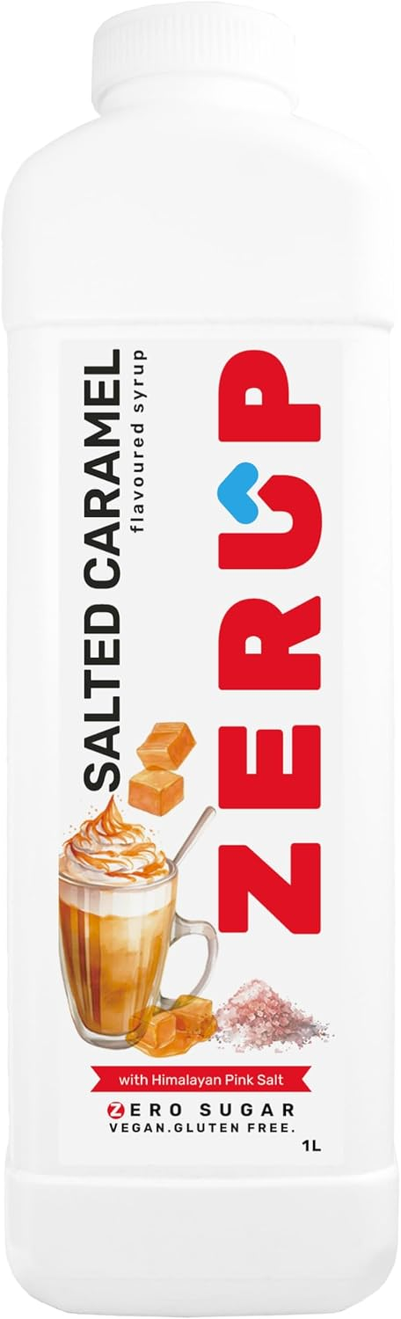 Zerup Zero Sugar Salted Caramel Flavoured Syrup 1L Bottles, Sugar Free Syrup, Salted Caramel Flavour Drink Mix, Low Calorie Flavourings for Milk Shakes, Cocktails, Teas, Gluten Free, Keto Friendly, Halal