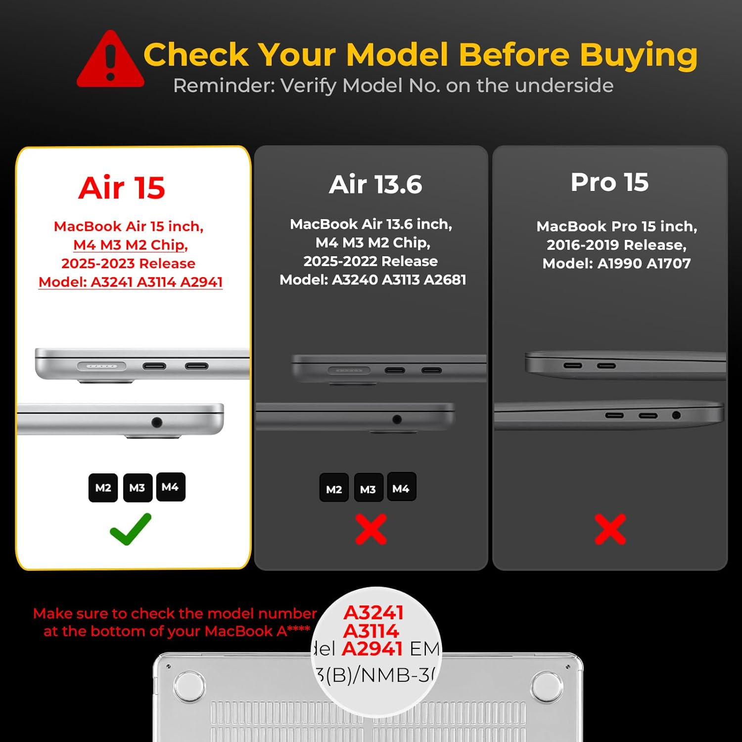 Eoocoo Compatible with Macbook Air 15 Inch Case 2025 2024 2023 Release M3 A3114 M2 A2941 with 15.3 Retina Display, Plastic Hard Shell Case &Keyboard Skin&Camera Cover&Type C Adapter, Crystal Clear image number 2
