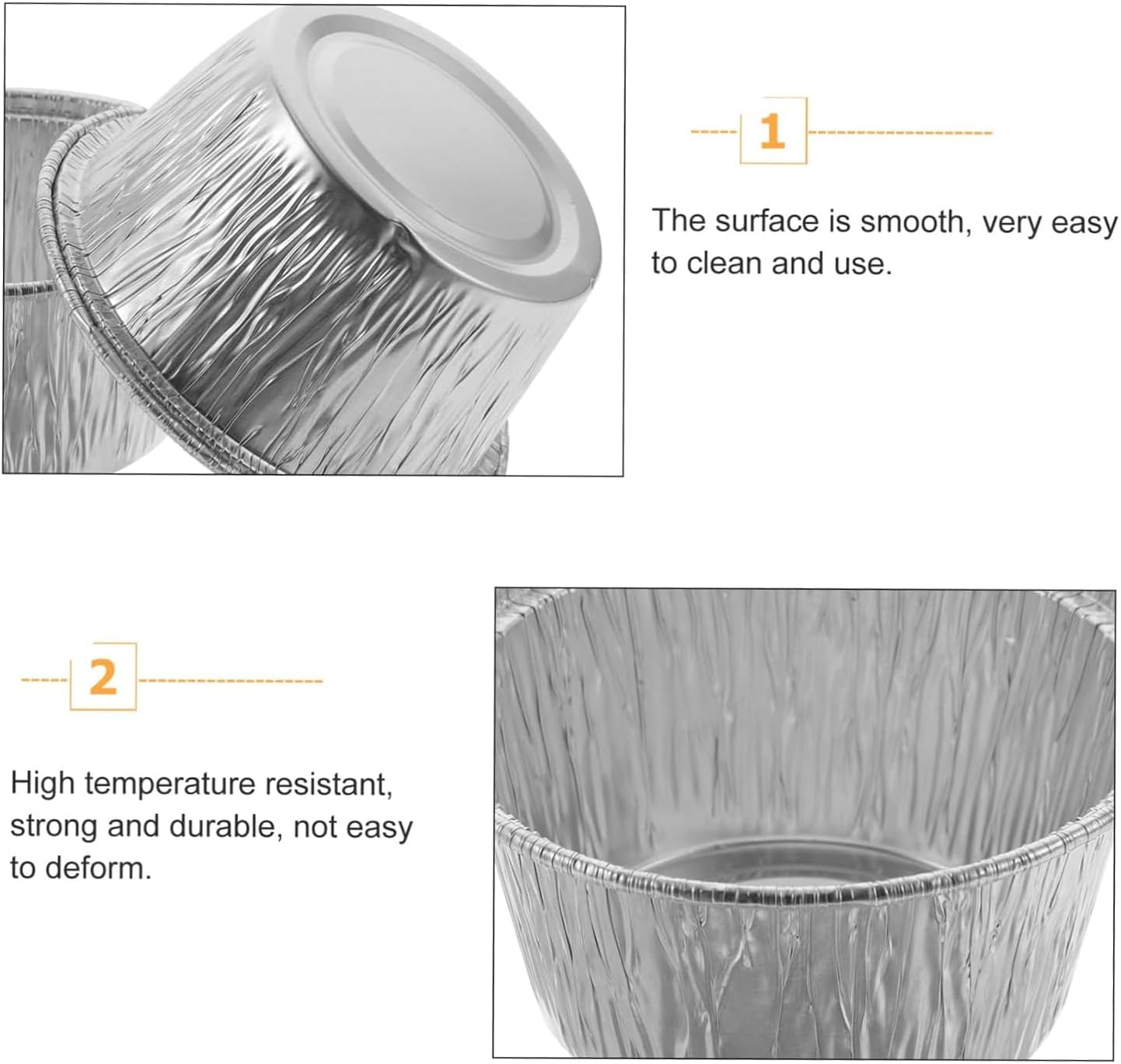 Lyfengdeam 100Pcs Cupcake Baking Cups Aluminium Foil Muffin Cups Pudding Molds Egg Tart Baking Cups Dessert Containers 3In image number 5