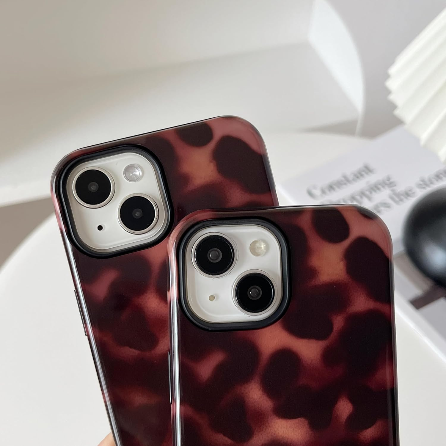 TQLGY for Iphone 13/Iphone 14 Case, Cute Tortoise Shell Leopard Brown Amber Phone Case Shockproof Slim Soft TPU and Hard PC Protective Cover for Women Girls image number 3