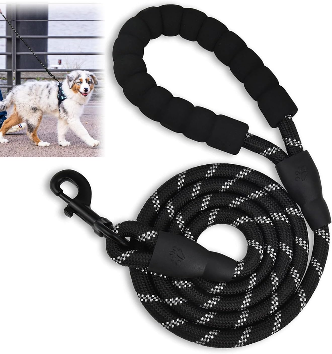 10FT Long Rope Leash for Dog Training, Betterjonny 1/2Inch Strong Dog Leashes with Comfortable Padded Handle, Reflective Nylon Dog Traction Rope for Large Medium Small Dogs Playing, outside Walking image number 5