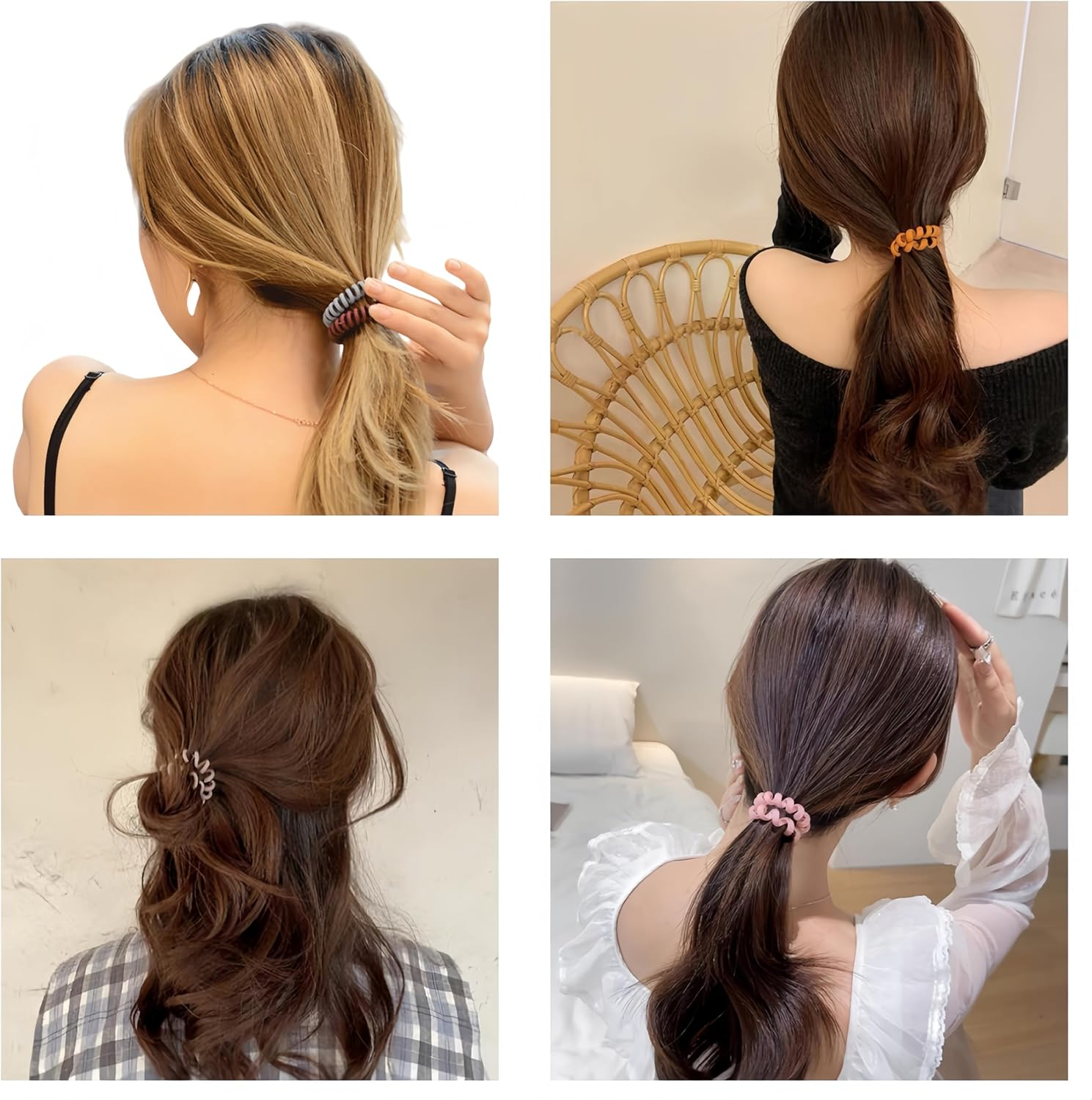 Aknebriax 20Pcs Spiral Hair Ties, Elastic Hair Ties for Women， Matte No Crease Spiral Hair Coils, Telephone Cord Hair Ties for Thick or Thinning Hair(Colour Mix) image number 1