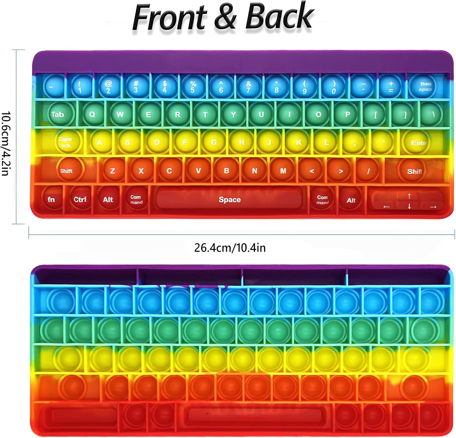 Exun Push Pops Bubble Fidget Sensory Toy Rainbow Popping Silicone Game Toy Anxiety & Stress Reliever Autism Toy for Kids and Adults Anxiety ADHD ADD Autism (Keyboard) image number 5