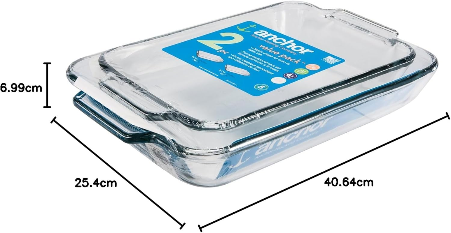 Anchor Hocking 82761OBL11 Oven Basics 2-Piece Baking Dish Value Pack image number 1