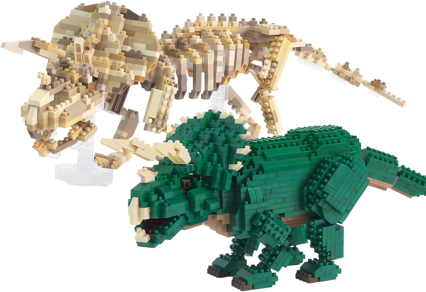 Nanoblock Dinosaur Deluxe Edition A005 Triceratops & Triceratops Skeletal Model, Set of 2 image number 3