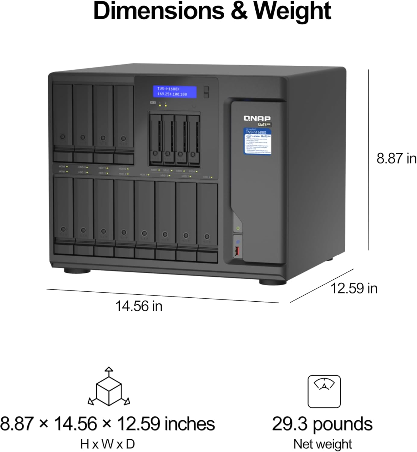 QNAP Tvs-H1288X-W1250-16G High-Speed Media NAS with Intel&reg; Xeon&reg; W-1250 CPU and Two 10Gbe Ports image number 2